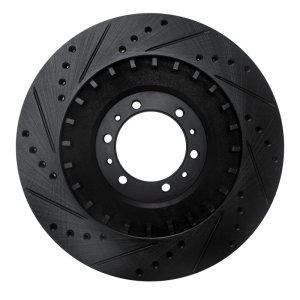 Mitsubishi Montero Brake Rotor (1) - Front Right - R1 Concepts - Drilled & Slotted - Black - `98-`04